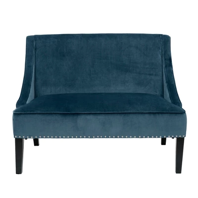 Delaney Swoop Arm Settee Blue - Image 2