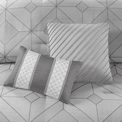 7pc Ollie Jacquard Comforter Set Gray - Madison Park - Image 9