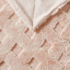 50"x60" Jane Luxury Basketweave Faux Fur Throw Blanket