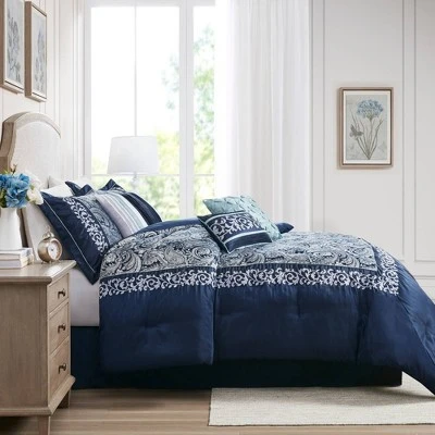 Martha Jacquard Comforter Set Navy - Madison Park - Image 4