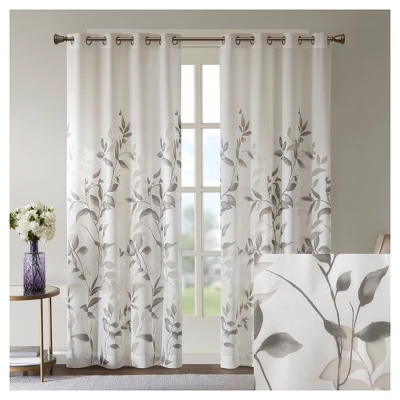 84"x50" Rosalie Burnout Printed Light Filtering Curtain Panel - Image 2