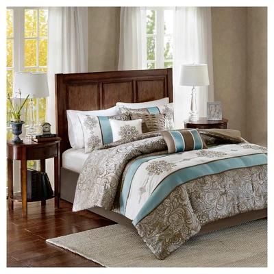 Sharon 7pc Polyester Jacquard Comforter Bedding Set With Bedskirt - Image 8