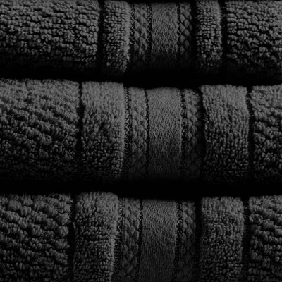 6pc Roman Super Soft Cotton Quick Dry Bath Towel Set Black - Madison Park - Image 2
