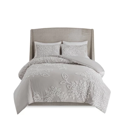 Danica Tufted Cotton Chenille Floral Duvet Cover Set - Madison Park