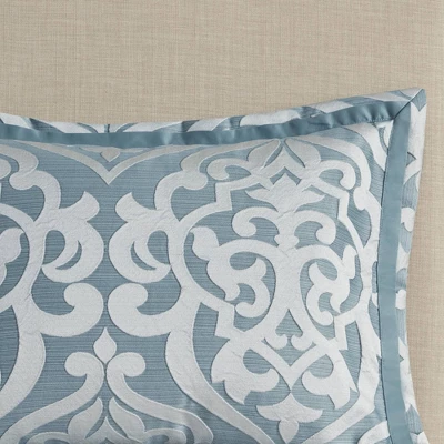 Madison Park 8pc Eilot Jacquard Comforter Set Aqua Green - Image 3