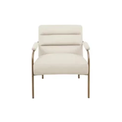 Abbot Upholstered Open Arm Metal Leg Accent Chair Beige - Madison Park