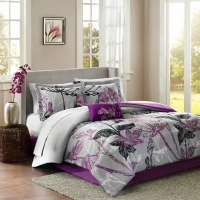 Kendall 9 Piece Comforter Set - Purple (Queen)