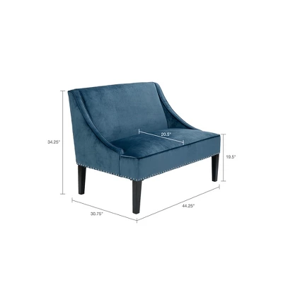 Delaney Swoop Arm Settee Blue - Image 6