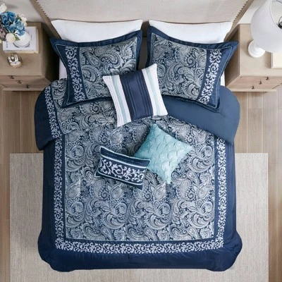 Martha Jacquard Comforter Set Navy - Madison Park - Image 3