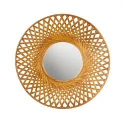 Round Reed Bamboo Decorative Wall Mirror Natural - Madison Park