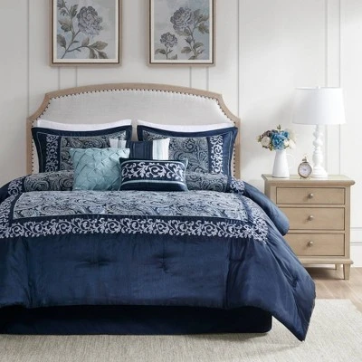 Martha Jacquard Comforter Set Navy - Madison Park - Image 2