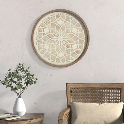 Leah Round Two-Tone Medallion Wall Decor Natural/White - Madison Park - Image 5
