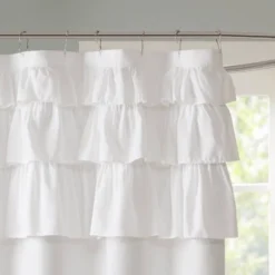 Abby Ruffle Shower Curtain Solid White