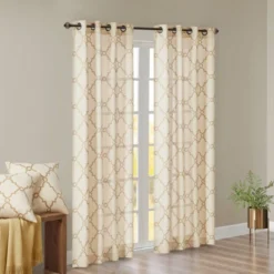 1pc Light Filtering Sereno Fretwork Print Curtain Panel - Madison Park