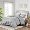 Madison Park 3pc King/California King Oakdale Faux Linen Jacquard Duvet Cover Set Gray