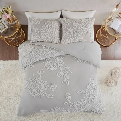 Danica Tufted Cotton Chenille Floral Duvet Cover Set - Madison Park - Image 2