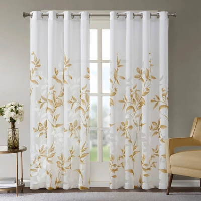84"x50" Rosalie Burnout Printed Light Filtering Curtain Panel - Image 10