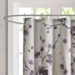 Sakura Cotton Printed Shower Curtain - Purple