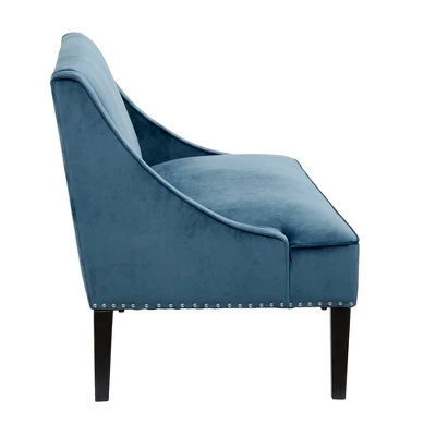 Delaney Swoop Arm Settee Blue - Image 4