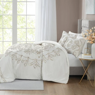 3pc Valeria Tufted Cotton Chenille Duvet Cover Set - Image 2