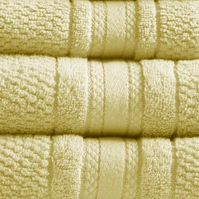 6pc Roman Super Soft Cotton Quick Dry Bath Towel Set Yellow - Madison Park - Image 2