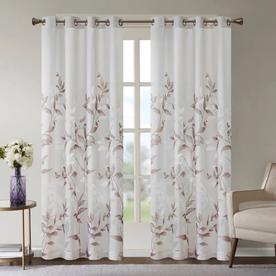 84"x50" Rosalie Burnout Printed Light Filtering Curtain Panel - Image 8