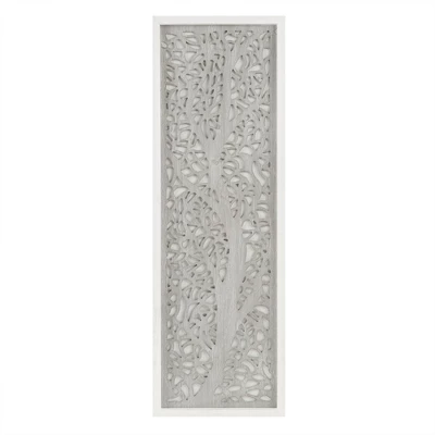 Laurel Branches Carved Wood Wall Decor Panel Gray - Madison Park