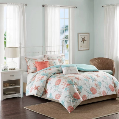 Ocean View Duvet Cover Set Coral - 6pc - Image 11