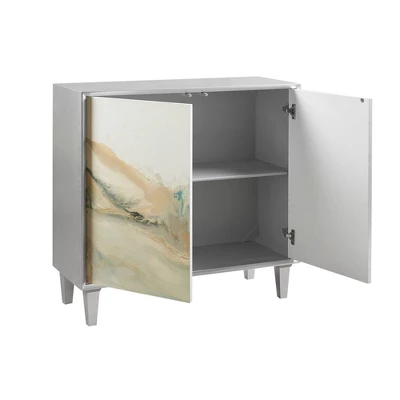 Lucy 2 Door Abstract Modern Accent Chest Silver - Madison Park - Image 3