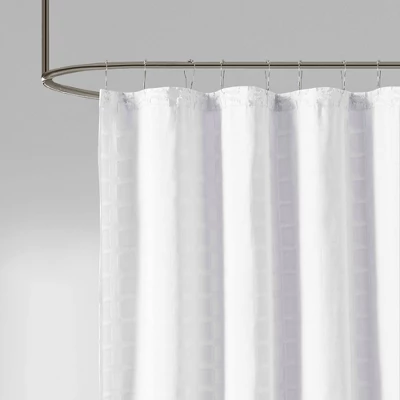 Gridd Woven Clipped Solid Shower Curtain