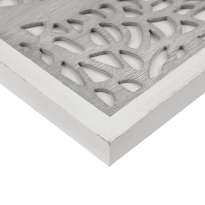 Laurel Branches Carved Wood Wall Decor Panel Gray - Madison Park - Image 3