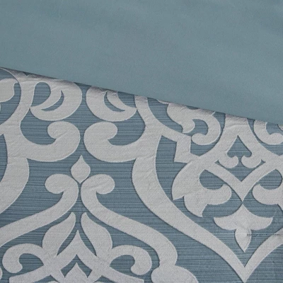 Madison Park 8pc Eilot Jacquard Comforter Set Aqua Green - Image 5