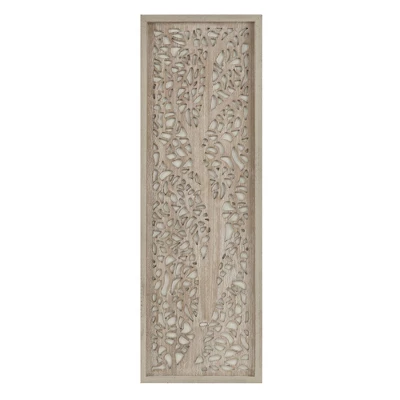 Laurel Branches Carved Wood Wall Decor Panel Natural - Madison Park